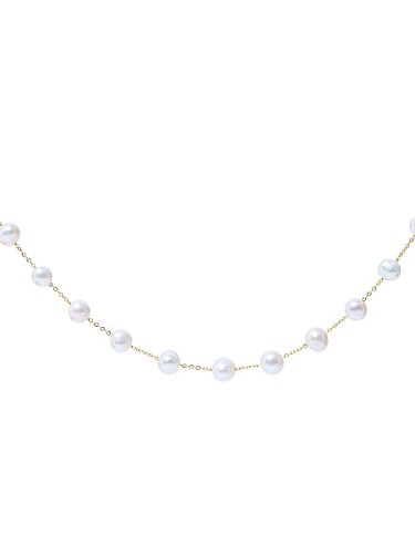 Geometrische minimalistische Perlenkette aus Süßwasserperlen aus Messing