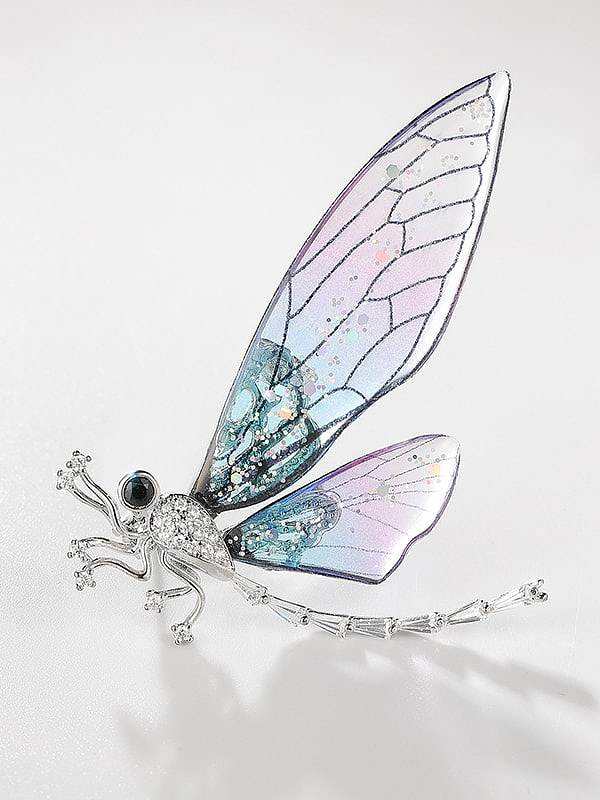 Broche bonito de libélula de acrílico de latão