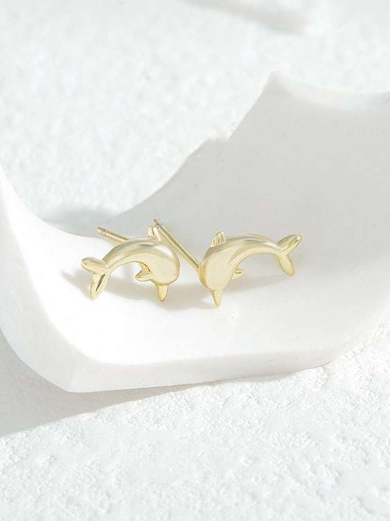 Brass Cubic Zirconia Fish Cute Stud Set Earring