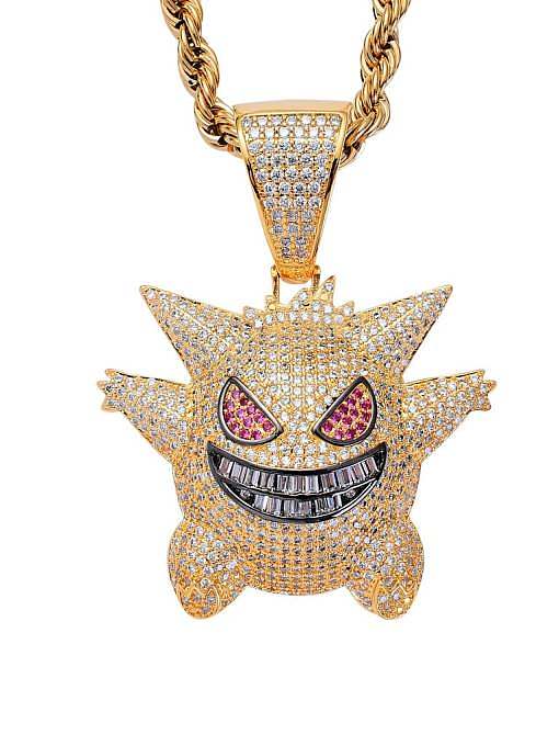 Brass Cubic Zirconia Geng Ghost Hip Hop Necklace