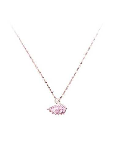 Collier Dainty Cygne Rose en Laiton Cubic Zirconia