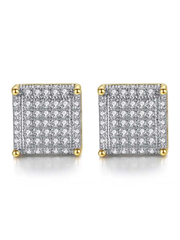 Arete cuadrado de hip hop con circonita cúbica de cobre