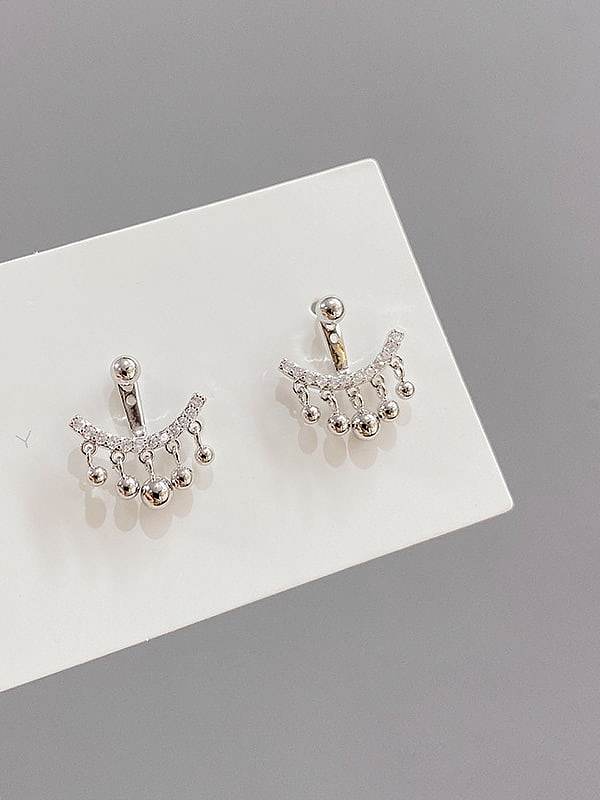 Brass Cubic Zirconia Tassel Dainty Stud Earring