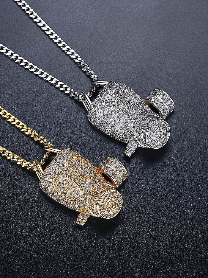 Máscara de latón Cubic Zirconia Irregular Hip Hop Collar