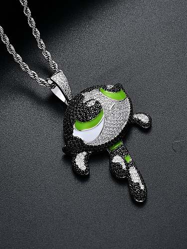 Latón Cubic Zirconia Powerpuff girl cartoon Hip Hop Collar