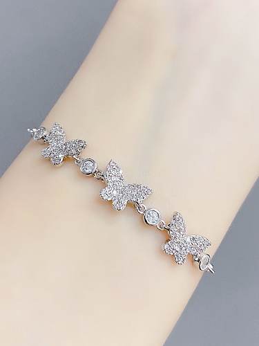 Brass Cubic Zirconia Butterfly Dainty Bracelet