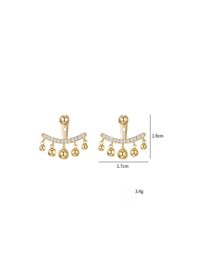 Brass Cubic Zirconia Tassel Dainty Stud Earring