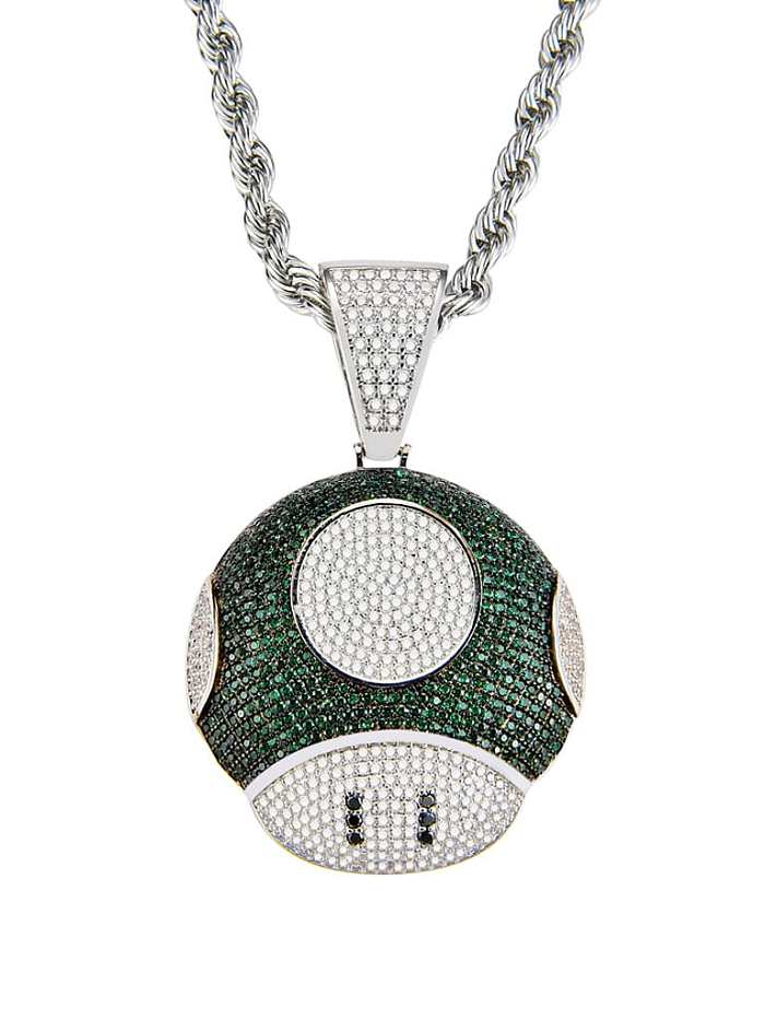 Brass Cubic Zirconia Round Hip Hop Necklace