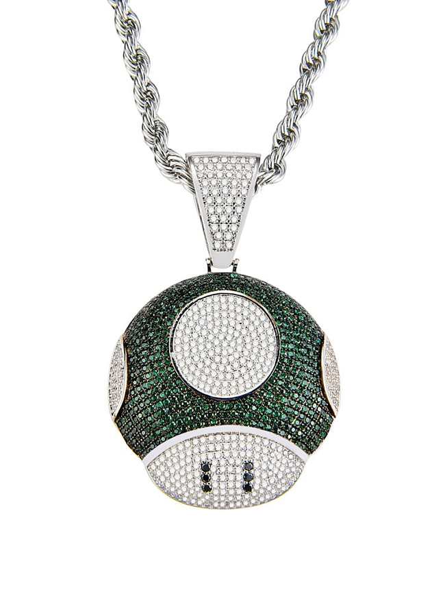 Brass Cubic Zirconia Round Hip Hop Necklace