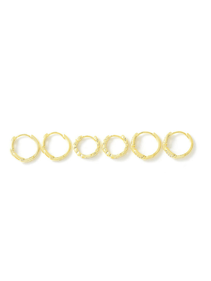 Brass Cubic Zirconia Geometric Minimalist Huggie Earring