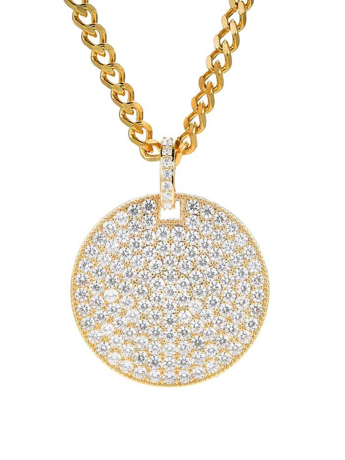 Brass Cubic Zirconia Round Trend Necklace