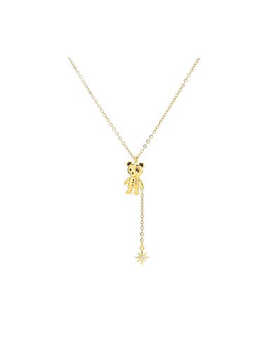 Collier Lariat Mignon Ours en Laiton Cubic Zirconia