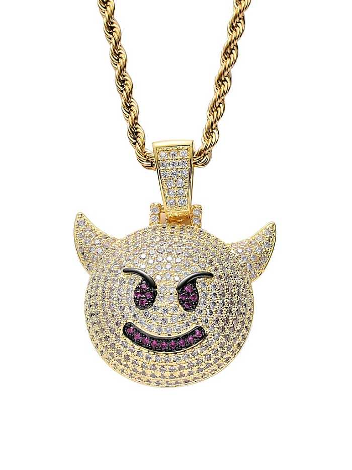 Brass Cubic Zirconia Little devil Hip Hop Necklace