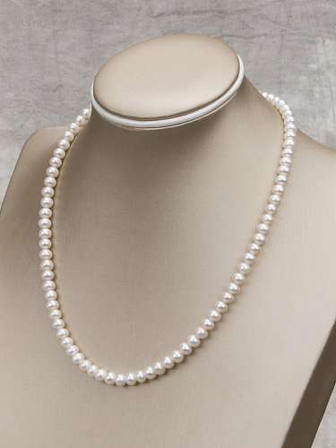 Brass Freshwater Pearl Round Minimalist Necklace