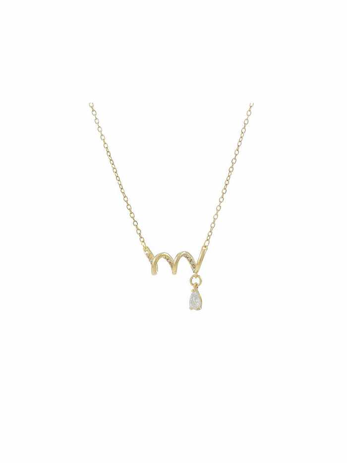 Brass Cubic Zirconia Water Drop Dainty Necklace