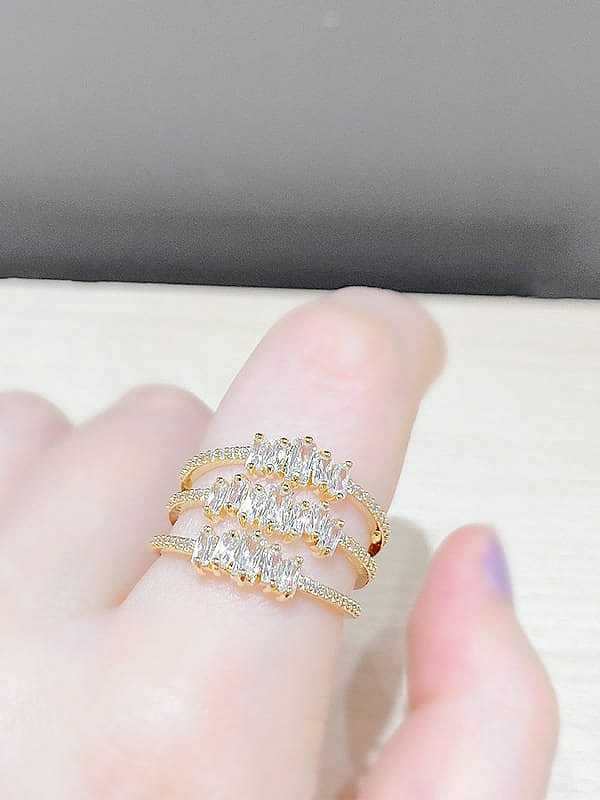 Brass Cubic Zirconia Geometric Dainty Band Ring