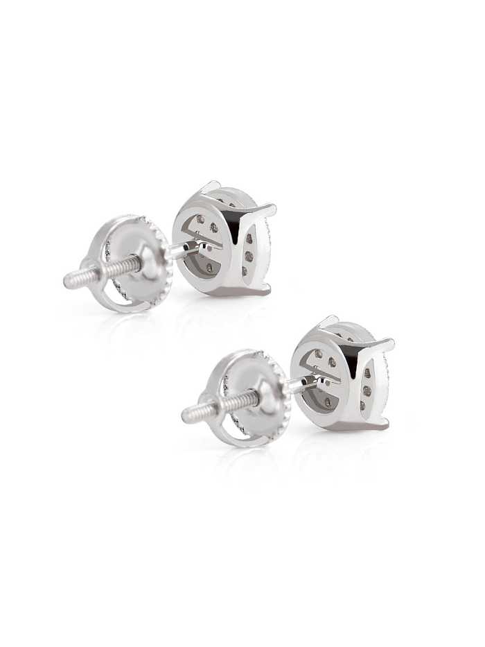 925 Sterling Silver Cubic Zirconia Round Minimalist Stud Earring