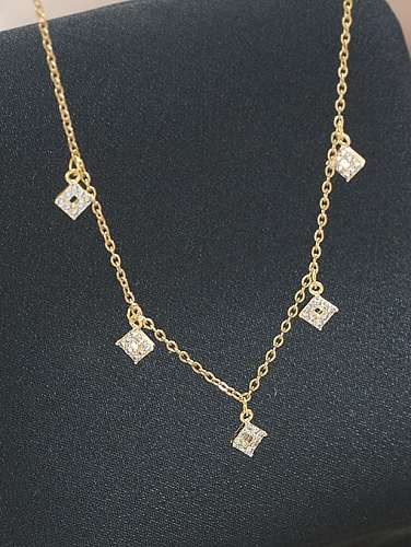 Brass Cubic Zirconia Geometric Minimalist Necklace