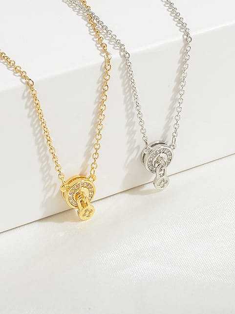 Brass Cubic Zirconia Geometric Dainty Necklace