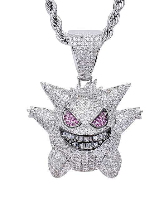 Brass Cubic Zirconia Geng Ghost Hip Hop Necklace
