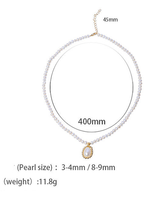 Collar minimalista redondo de perlas de agua dulce de latón