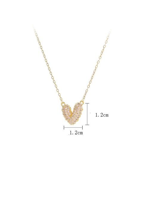 Brass Cubic Zirconia Heart Dainty Necklace