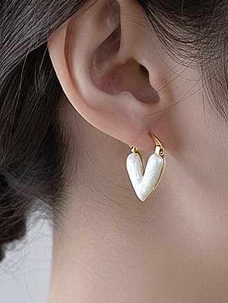 Messing Emaille Herz minimalistisch Huggie Ohrring