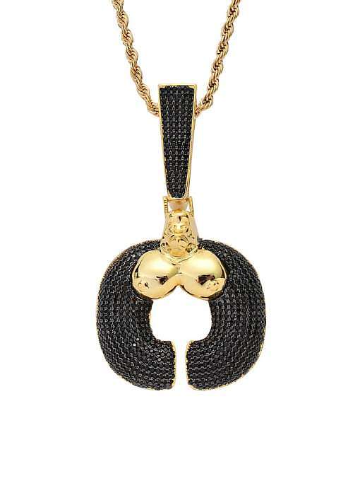 Collar Hip Hop de gorila negro con circonita cúbica de latón