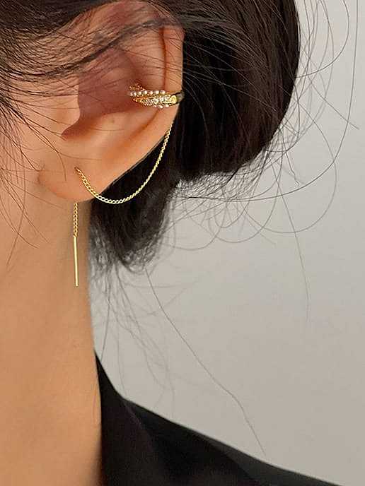 Brass Imitation Pearl Tassel Dainty Single Earring