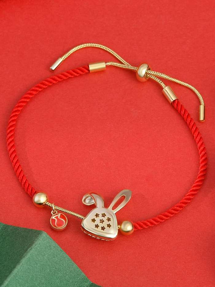 Brass Cubic Zirconia Rabbit Dainty Adjustable Bracelet