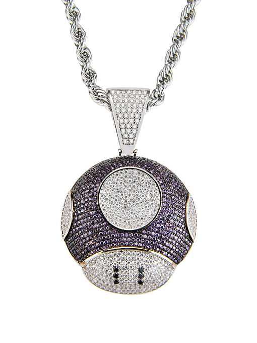 Brass Cubic Zirconia Round Hip Hop Necklace