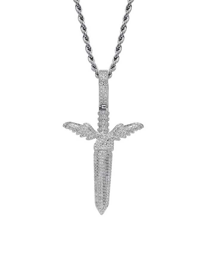 Collar de hip hop con cruz de circonita cúbica de latón