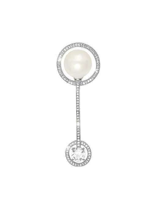 Broche minimaliste ronde en laiton imitation perle