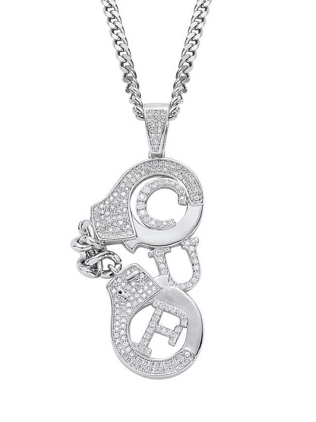 Brass Cubic Zirconia Letter Hip Hop Necklace