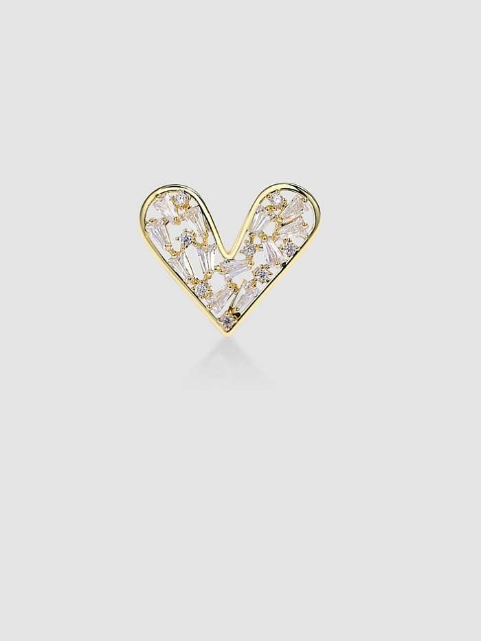 Brass Cubic Zirconia Heart Minimalist Brooch