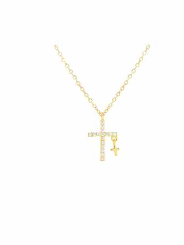 Collier Dainty Croix Cubic Zirconia en Laiton