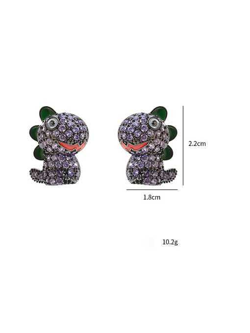 Brass Cubic Zirconia Dragon Cute Stud Earring