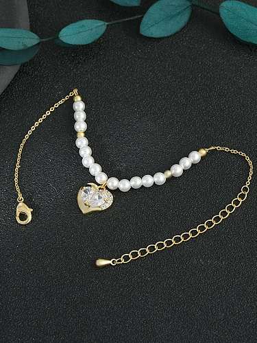 Brass Cubic Zirconia Heart Dainty Bracelet