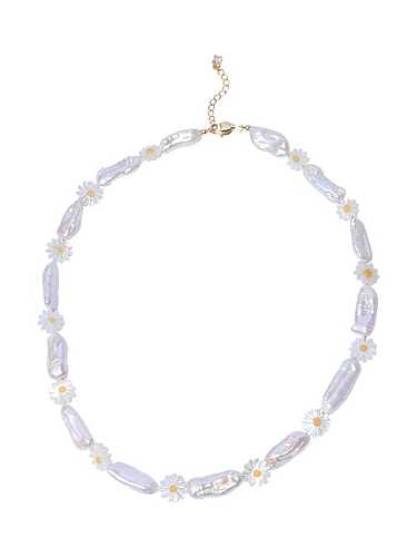 Ensemble bague et collier irrégulier minimaliste en laiton avec perle d'eau douce