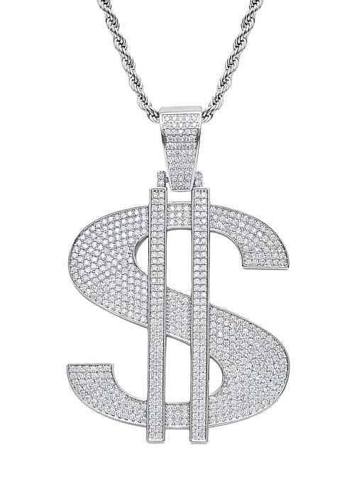 Brass Cubic Zirconia large dollar Hip Hop Necklace