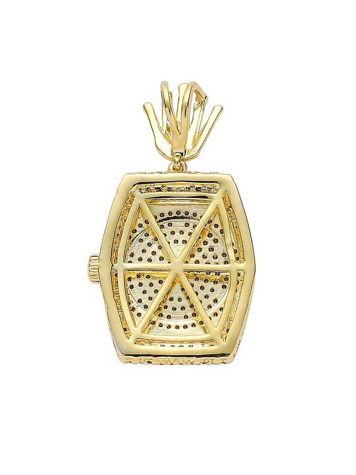 Brass Cubic Zirconia Geometric Dial Hip Hop Necklace