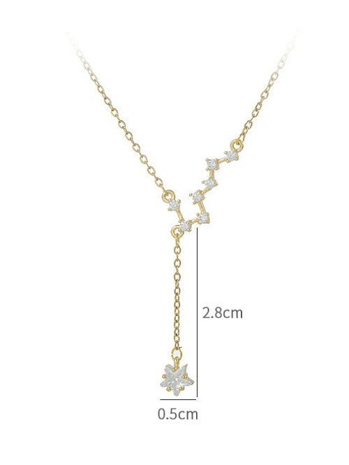 Brass Cubic Zirconia Tassel Minimalist Lariat Necklace