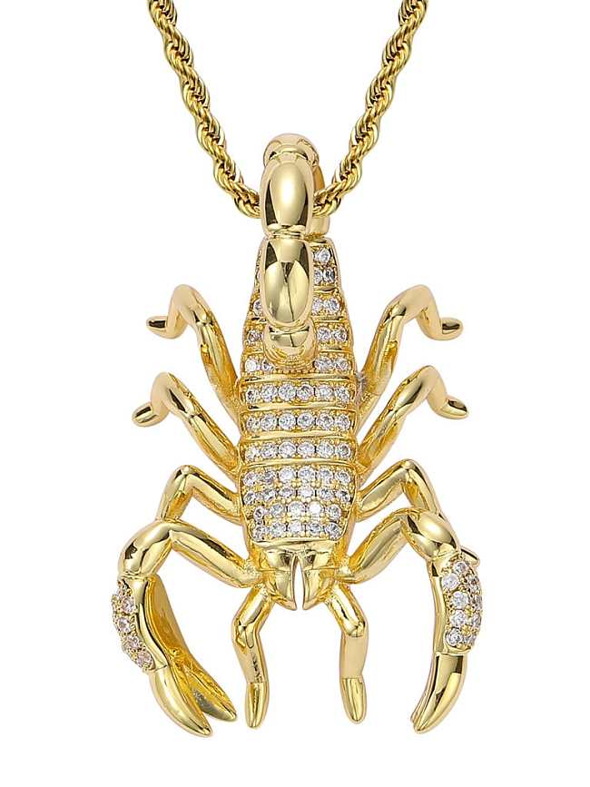 Brass Cubic Zirconia Scorpion Hip Hop Necklace
