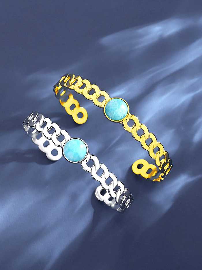 Stainless steel Turquoise Geometric Trend Cuff Bangle
