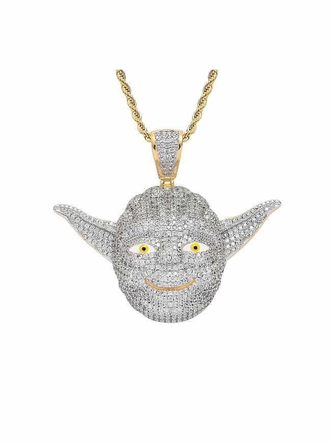 Brass Cubic Zirconia cartoon character Hip Hop Necklace