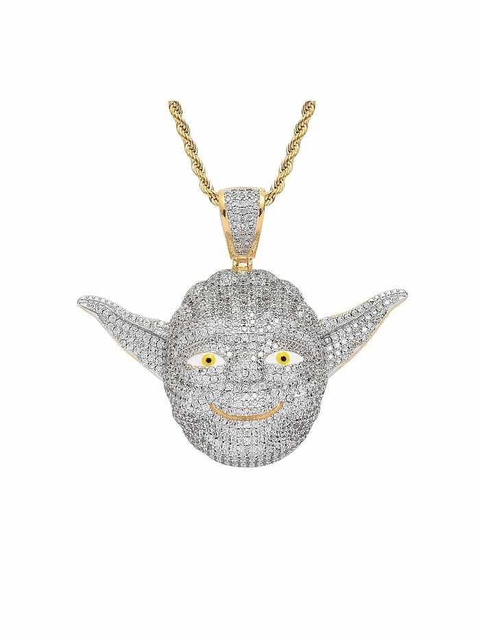 Brass Cubic Zirconia cartoon character Hip Hop Necklace