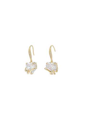 Brass Cubic Zirconia Geometric Dainty Stud Earring