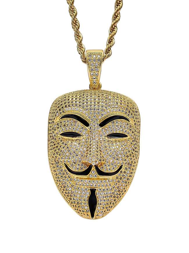 Brass Cubic Zirconia Enamel With avatar Hip Hop Necklace