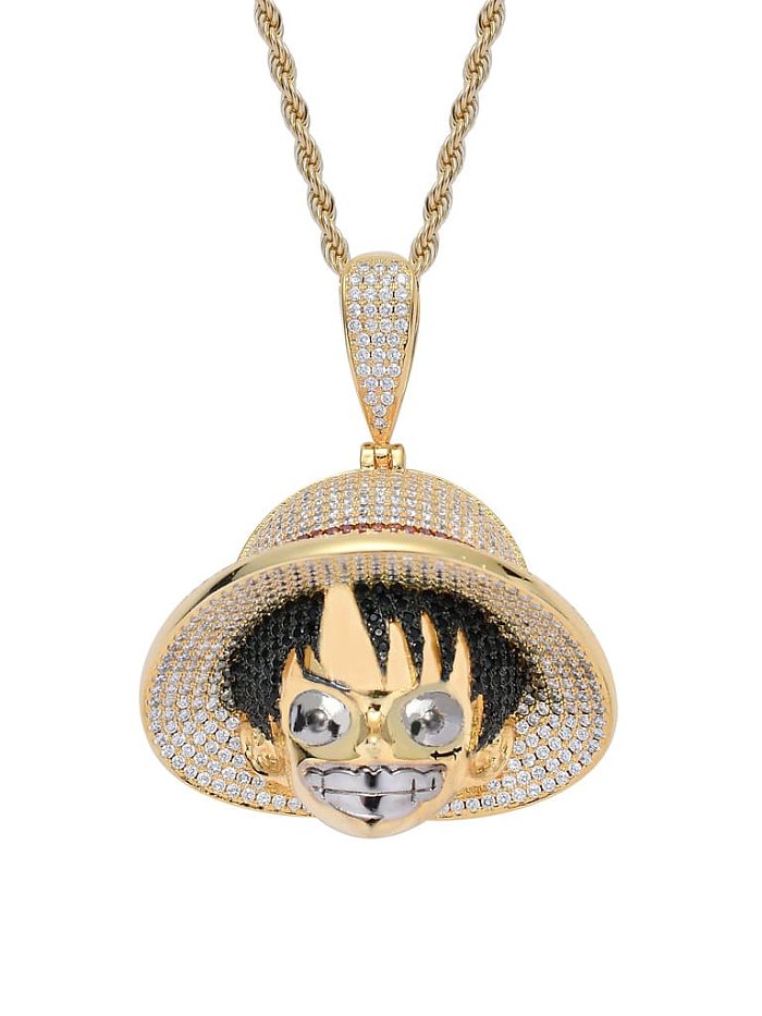 Brass Cubic Zirconia cartoon Hip Hop Necklace