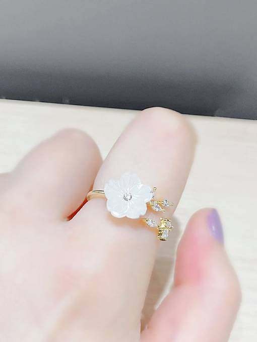 Brass Cubic Zirconia Flower Dainty Band Ring